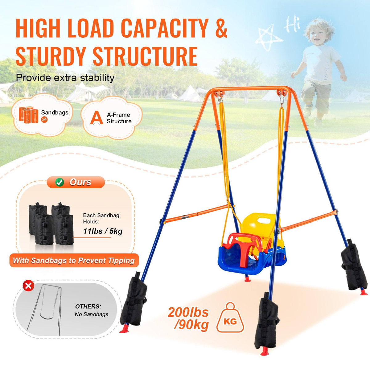VEVOR Swing Sets for Backyard, 3-in-1 Toddler Swing Set with 4 by Lemon Thalassa