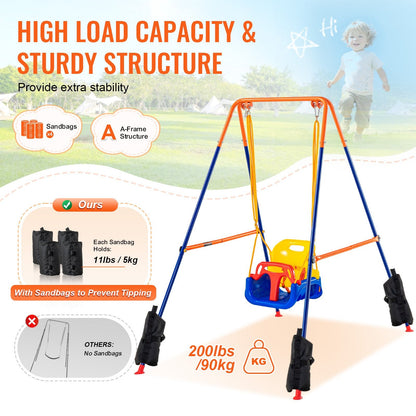 VEVOR Swing Sets for Backyard, 3-in-1 Toddler Swing Set with 4 by Lemon Thalassa