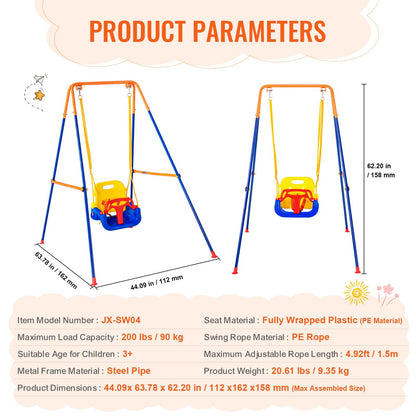 VEVOR Swing Sets for Backyard, 3-in-1 Toddler Swing Set with 4 by Lemon Thalassa