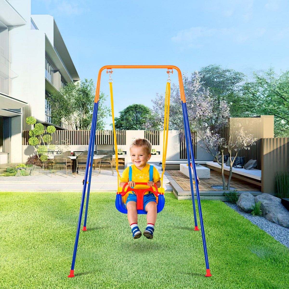 VEVOR Swing Sets for Backyard, 3-in-1 Toddler Swing Set with 4 by Lemon Thalassa