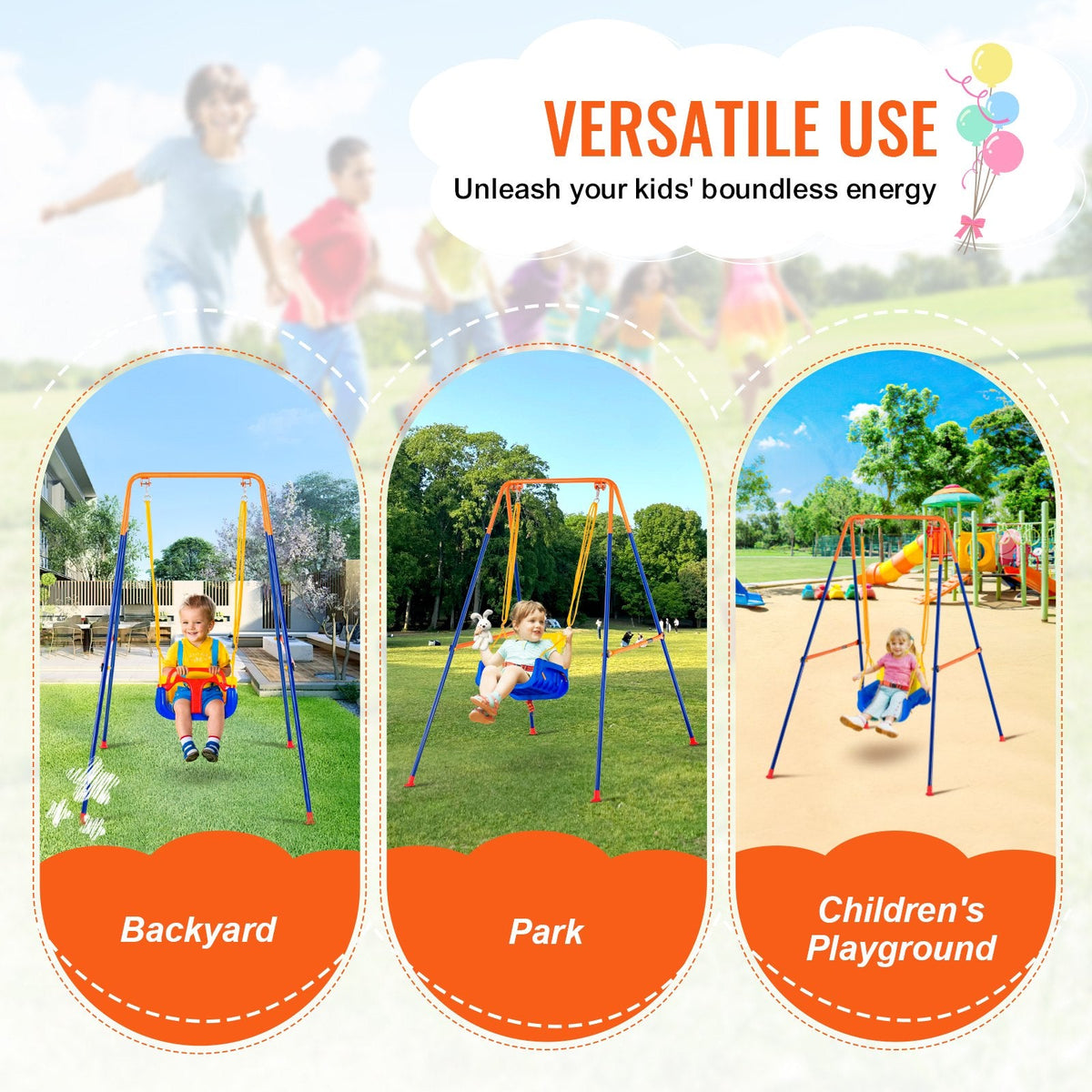VEVOR Swing Sets for Backyard, 3-in-1 Toddler Swing Set with 4 by Lemon Thalassa