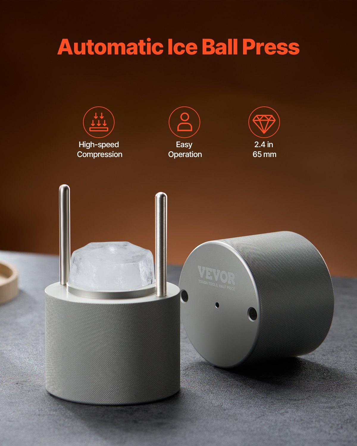 VEVOR Ice Diamond Press, 2.4" Ice Ball Maker, Aviation Aluminum by Lemon Thalassa