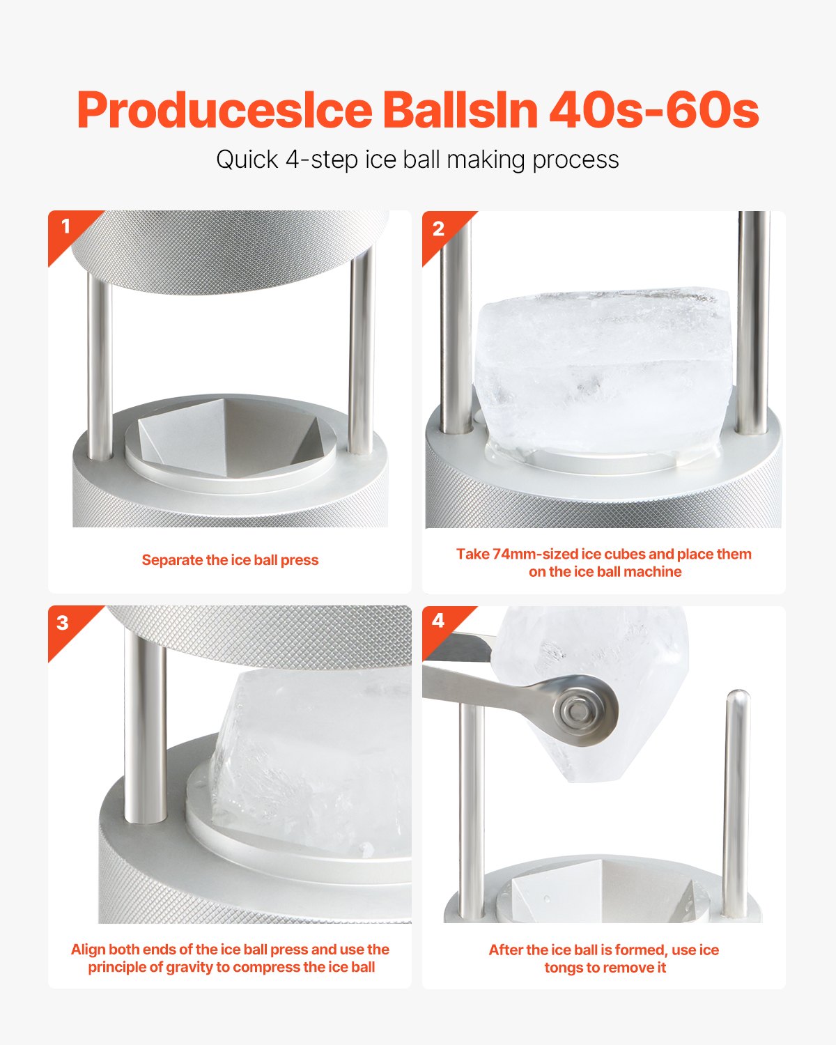 VEVOR Ice Diamond Press, 2.4" Ice Ball Maker, Aviation Aluminum by Lemon Thalassa