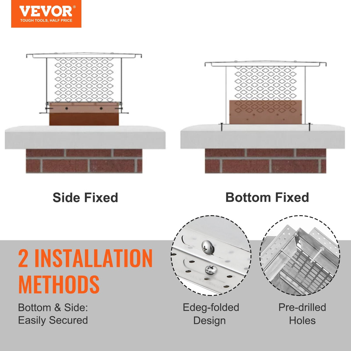 VEVOR Chimney Cap, 12 x 12 inch, 304 Stainless Steel Fireplace Chimney by Lemon Thalassa