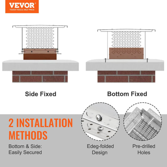 VEVOR Chimney Cap, 12 x 12 inch, 304 Stainless Steel Fireplace Chimney by Lemon Thalassa