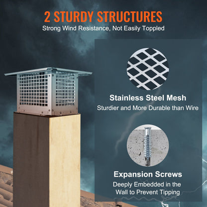 VEVOR Chimney Cap, 12 x 12 inch, 304 Stainless Steel Fireplace Chimney by Lemon Thalassa