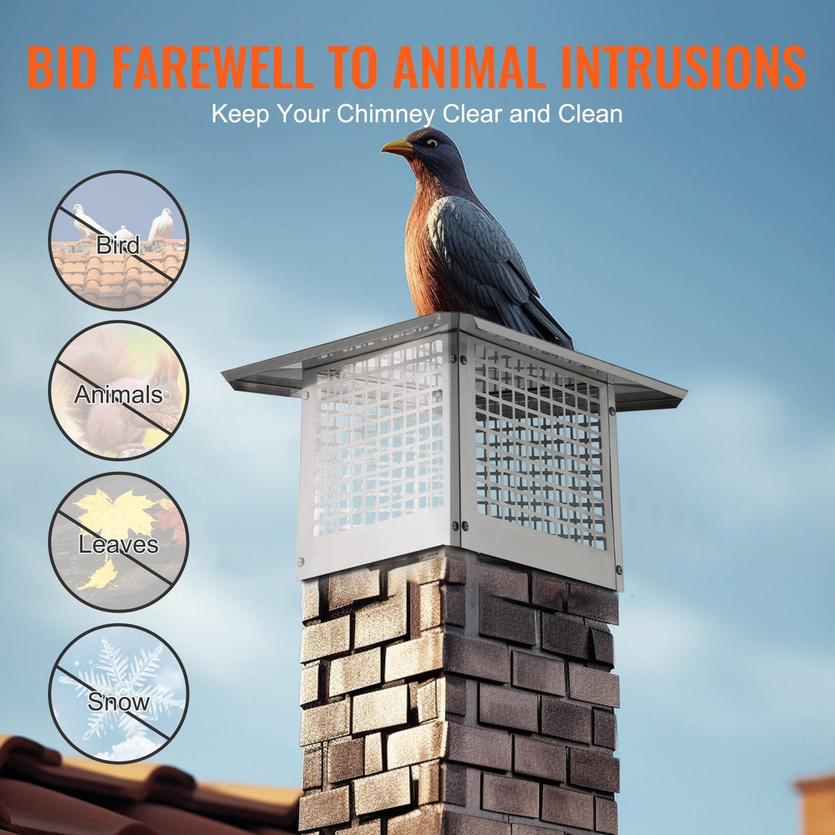 VEVOR Chimney Cap, 12 x 12 inch, 304 Stainless Steel Fireplace Chimney by Lemon Thalassa