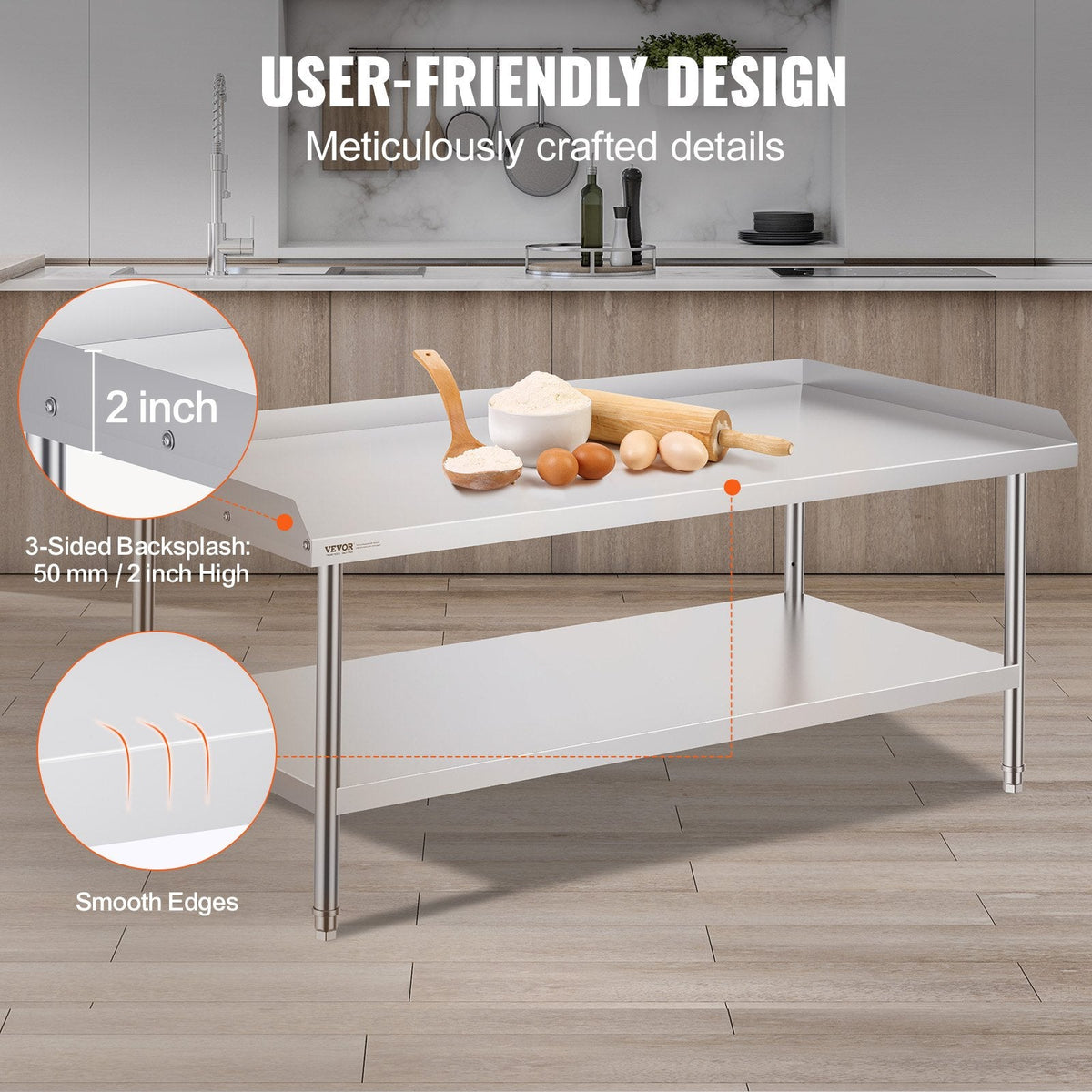 VEVOR Stainless Steel Work Table, 30 x 60 x 26 Inch Commercial Food by Lemon Thalassa