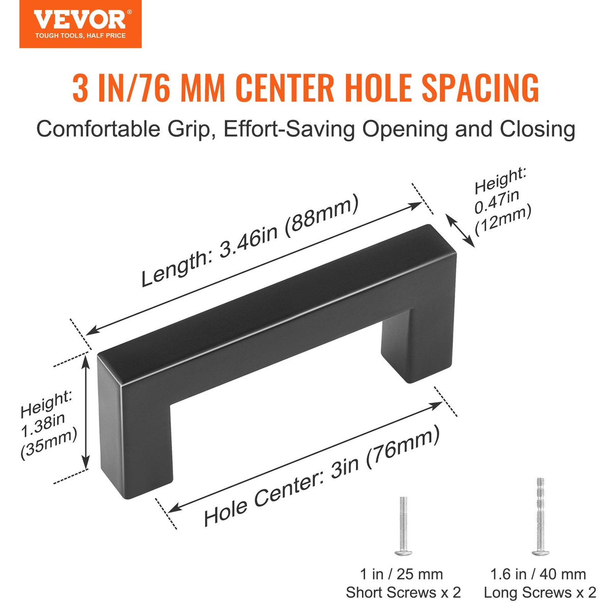 VEVOR 30 Pack Cabinet Pulls, 3in / 76mm Center to Center Slim Square by Lemon Thalassa