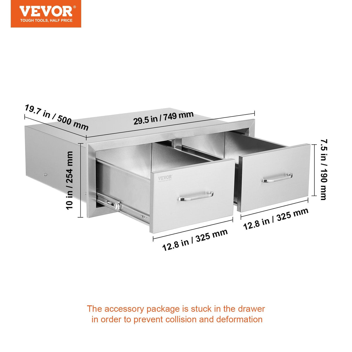 VEVOR Outdoor Kitchen Drawers 30 W x 10 H x 20 D, Horizontal Double by Lemon Thalassa