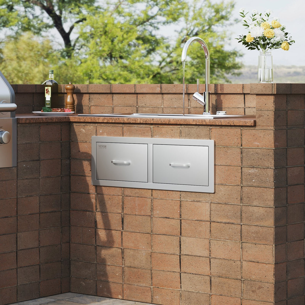 VEVOR Outdoor Kitchen Drawers 30 W x 10 H x 20 D, Horizontal Double by Lemon Thalassa