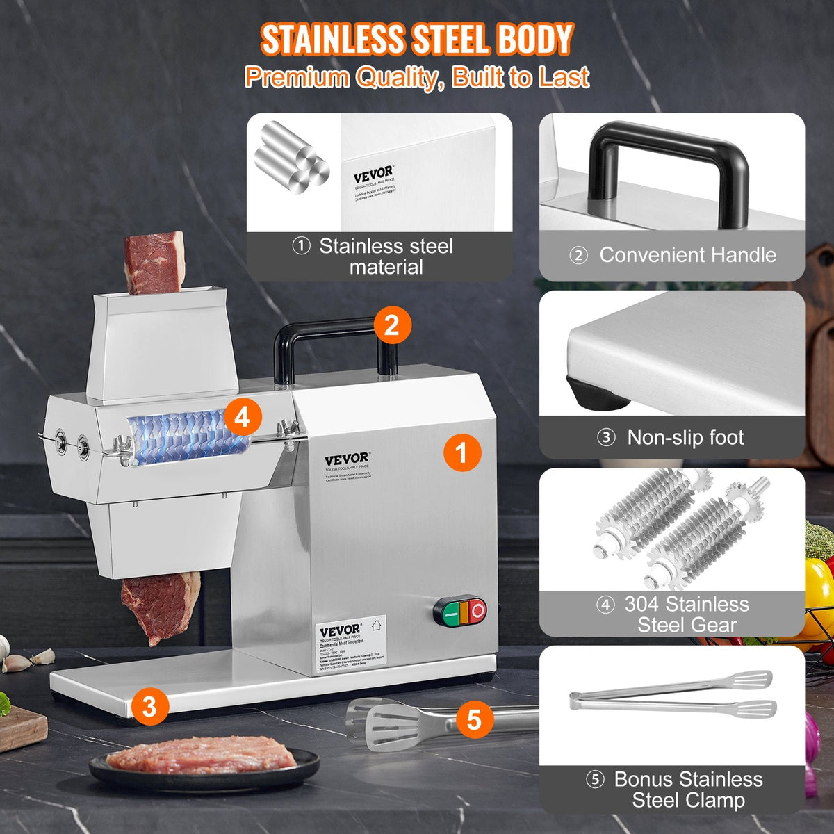 VEVOR Commercial Meat Tenderizer, Heavy Duty Stainless Steel Kitchen by Lemon Thalassa
