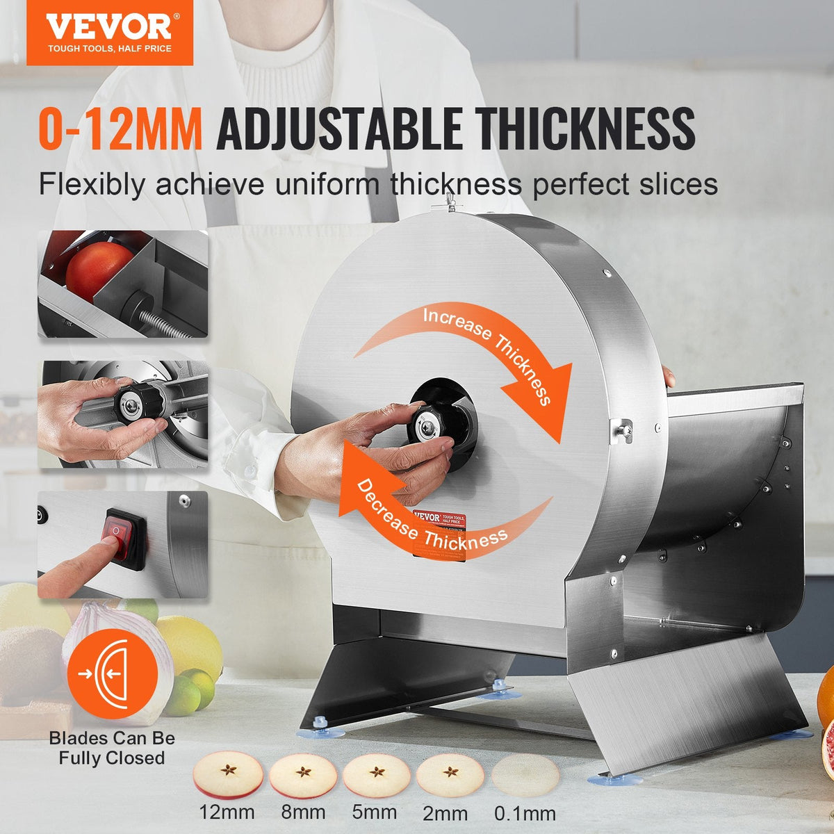 VEVOR Electric Vegetable Slicer, 0-0.5"/0-12mm Thickness Adjustable by Lemon Thalassa