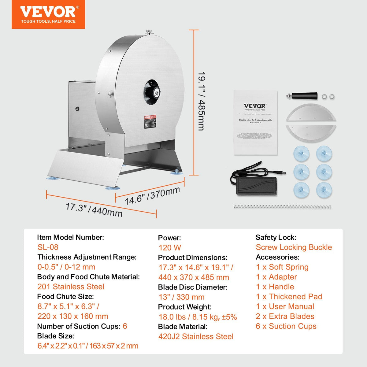 VEVOR Electric Vegetable Slicer, 0-0.5"/0-12mm Thickness Adjustable by Lemon Thalassa