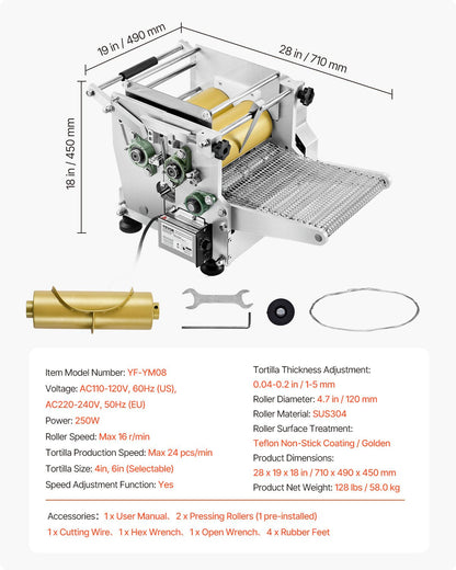 VEVOR Electric Tortilla Maker, Automatic Corn Tortilla Making Machine by Lemon Thalassa