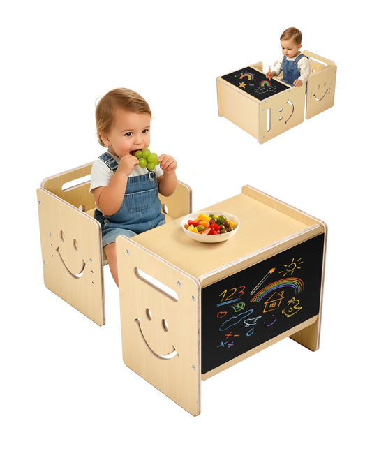 VEVOR Montessori Weaning Table and Chair Set, 3 In 1 Wooden Toddler by Lemon Thalassa