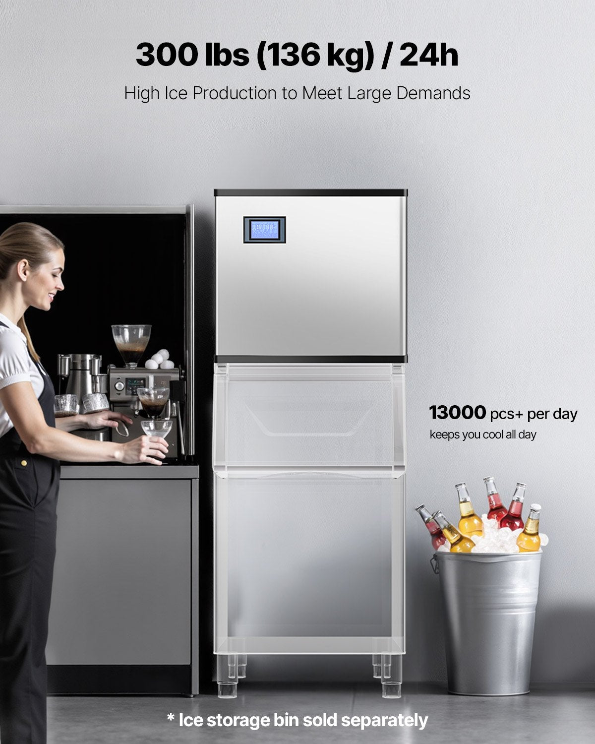 VEVOR Commercial Ice Maker 300 lbs/24 h Self-Cleaning Ice Machine - by Lemon Thalassa