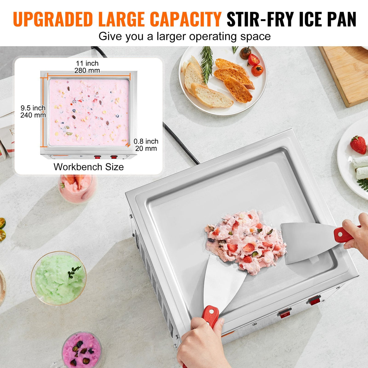 VEVOR Fried Ice Cream Roll Machine, 11" x 9.5" Stir-Fried Ice Cream by Lemon Thalassa