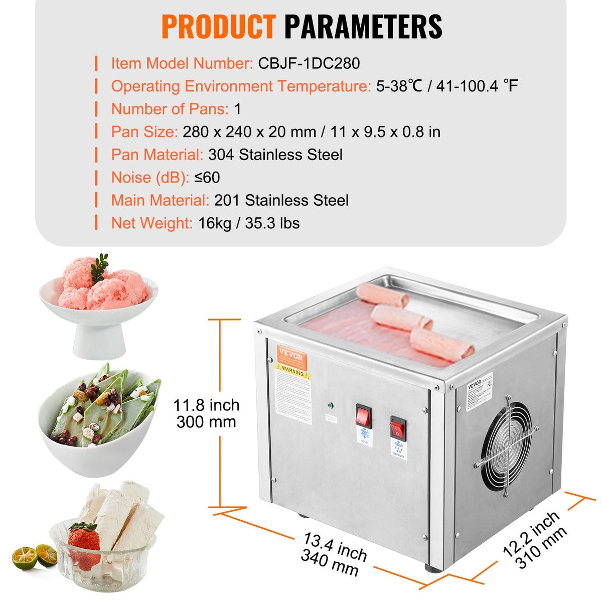 VEVOR Fried Ice Cream Roll Machine, 11" x 9.5" Stir-Fried Ice Cream by Lemon Thalassa