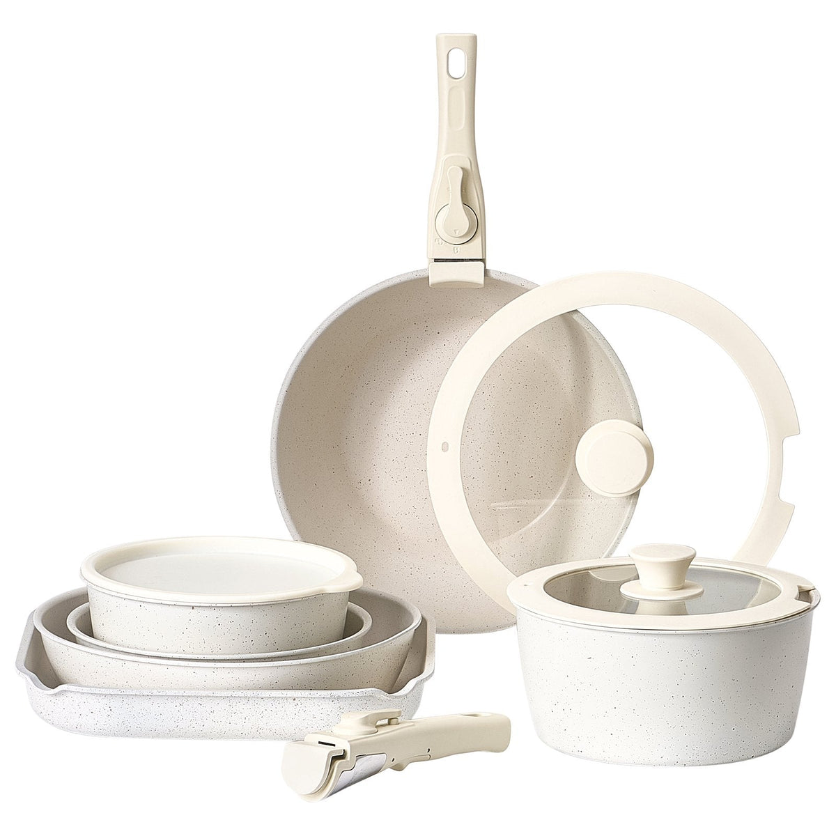 VEVOR 17 Piece Pots and Pans Set Nonstick, Detachable Handle Cookware, by Lemon Thalassa