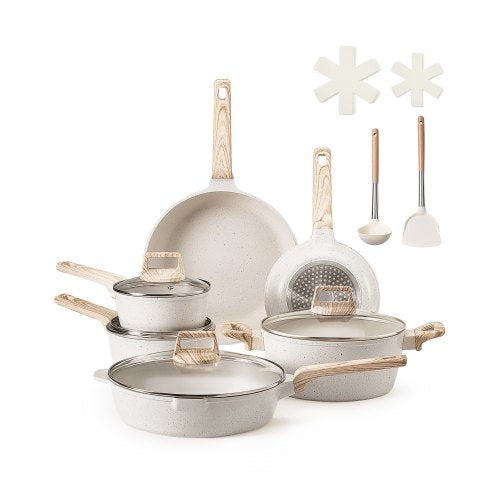 VEVOR 17 Piece Pots and Pans Set, Granite Nonstick Cookware Set, by Lemon Thalassa
