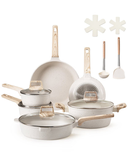 VEVOR 17 Piece Pots and Pans Set, Granite Nonstick Cookware Set, by Lemon Thalassa