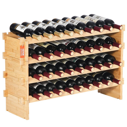 VEVOR 36 Bottle Stackable Modular Wine Rack, 4-Tier Solid Bamboo Wood by Lemon Thalassa