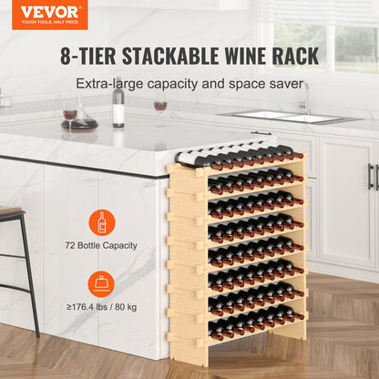 VEVOR 72 Bottle Stackable Modular Wine Rack Bamboo Wood Display Shelf by Lemon Thalassa