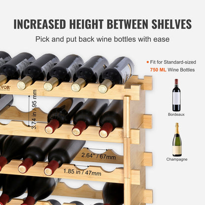 VEVOR 72 Bottle Stackable Modular Wine Rack Bamboo Wood Display Shelf by Lemon Thalassa