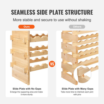VEVOR 72 Bottle Stackable Modular Wine Rack Bamboo Wood Display Shelf by Lemon Thalassa