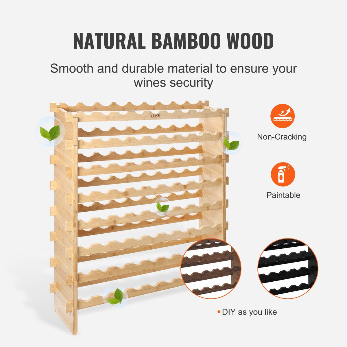 VEVOR 72 Bottle Stackable Modular Wine Rack Bamboo Wood Display Shelf by Lemon Thalassa