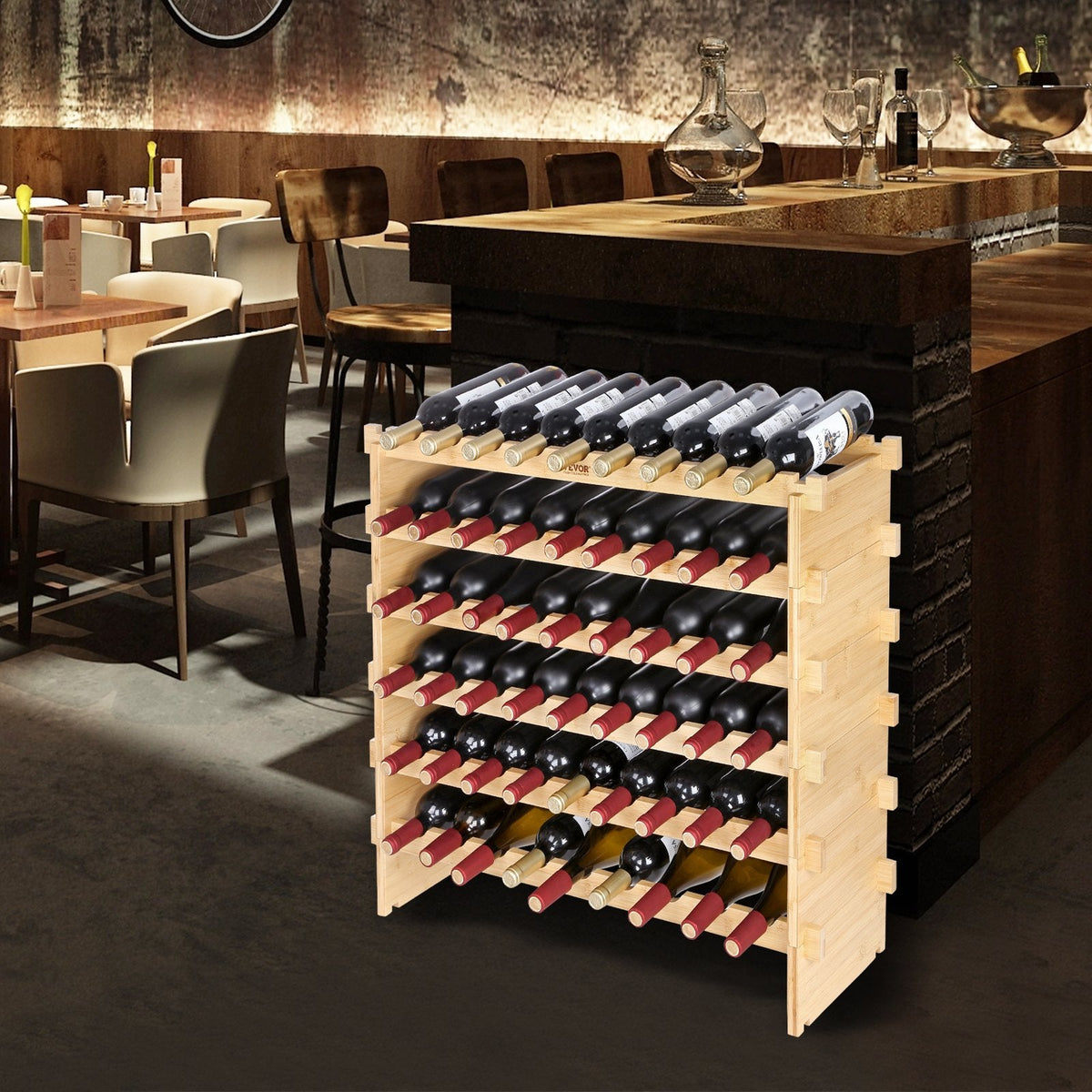 VEVOR 72 Bottle Stackable Modular Wine Rack Bamboo Wood Display Shelf by Lemon Thalassa