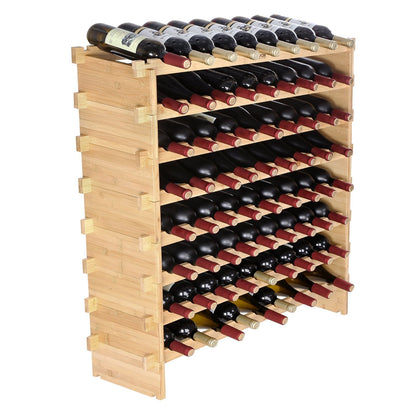 VEVOR 72 Bottle Stackable Modular Wine Rack Bamboo Wood Display Shelf by Lemon Thalassa