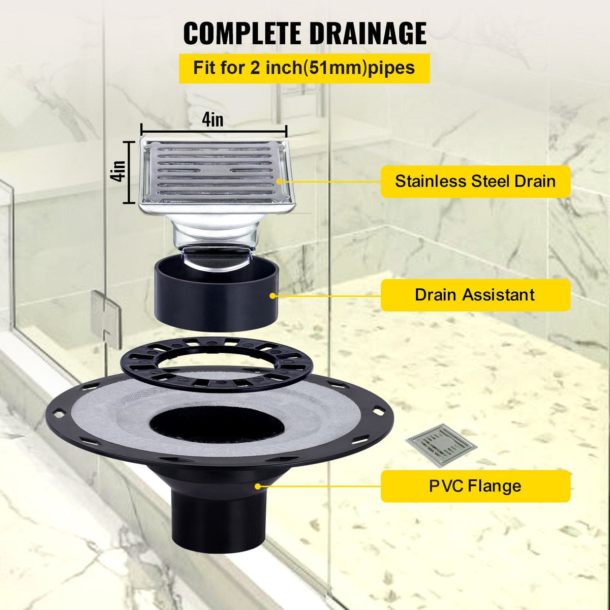VEVOR Shower Curb Kit, 48\"x72\" Watertight Shower Curb Overlay with by Lemon Thalassa