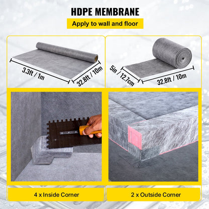 VEVOR Shower Curb Kit, 48\"x72\" Watertight Shower Curb Overlay with by Lemon Thalassa