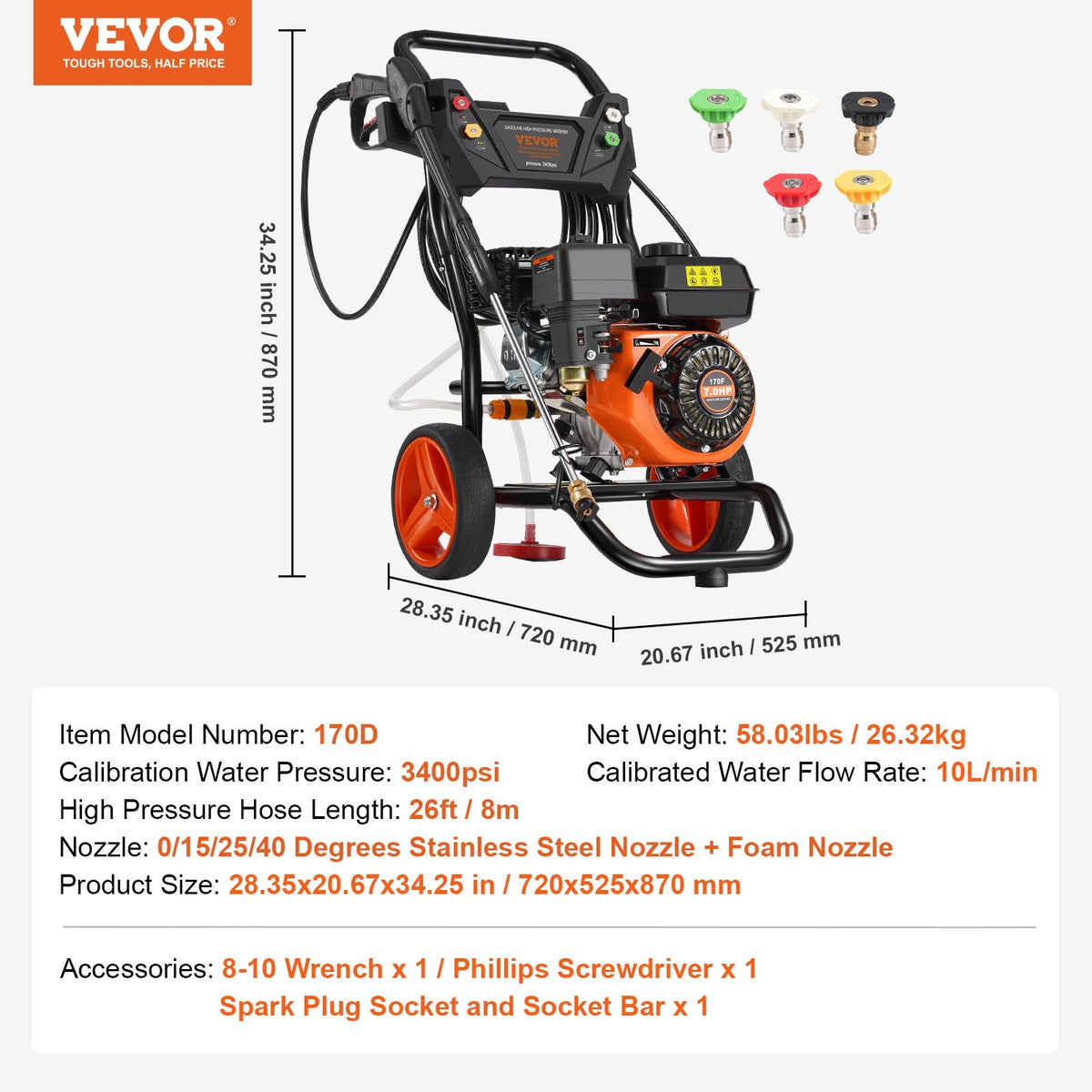 VEVOR Gas Pressure Washer, 3400 PSI 2.6 GPM, Gas Powered Pressure by Lemon Thalassa