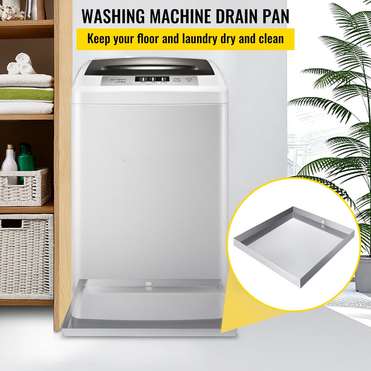 VEVOR 27 x 25 x 2.5 Inch Washing Machine Pan 304 Stainless Steel by Lemon Thalassa