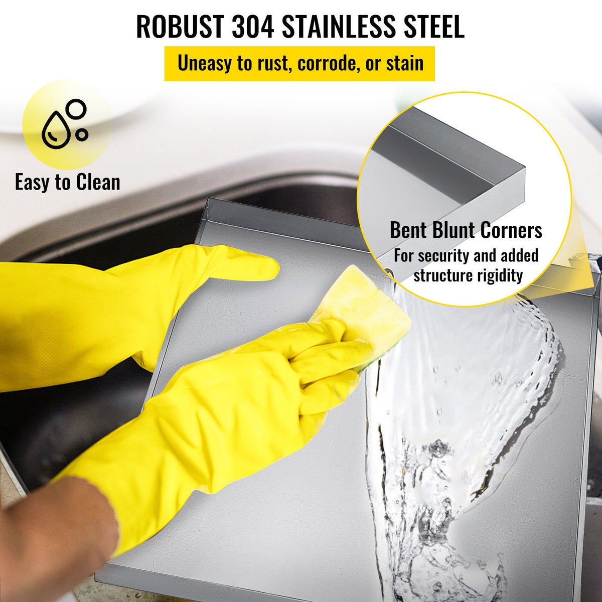 VEVOR 27 x 25 x 2.5 Inch Washing Machine Pan 304 Stainless Steel by Lemon Thalassa