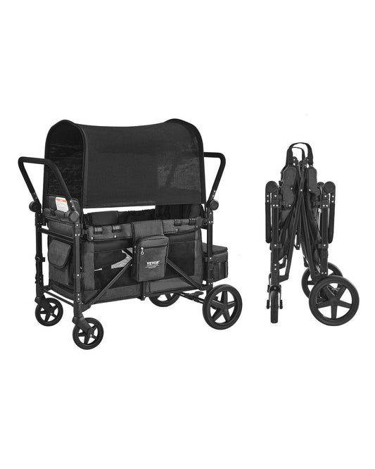 VEVOR Wagon Stroller for 4 Kids, Push Pull Quad Collapsible Stroller by Lemon Thalassa