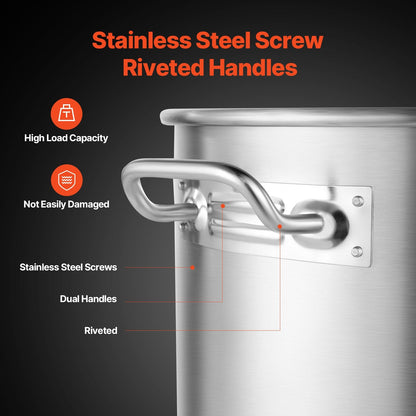 VEVOR Stainless Steel Stockpot, 100 Quart Large Cooking Pots, Cookware by Lemon Thalassa
