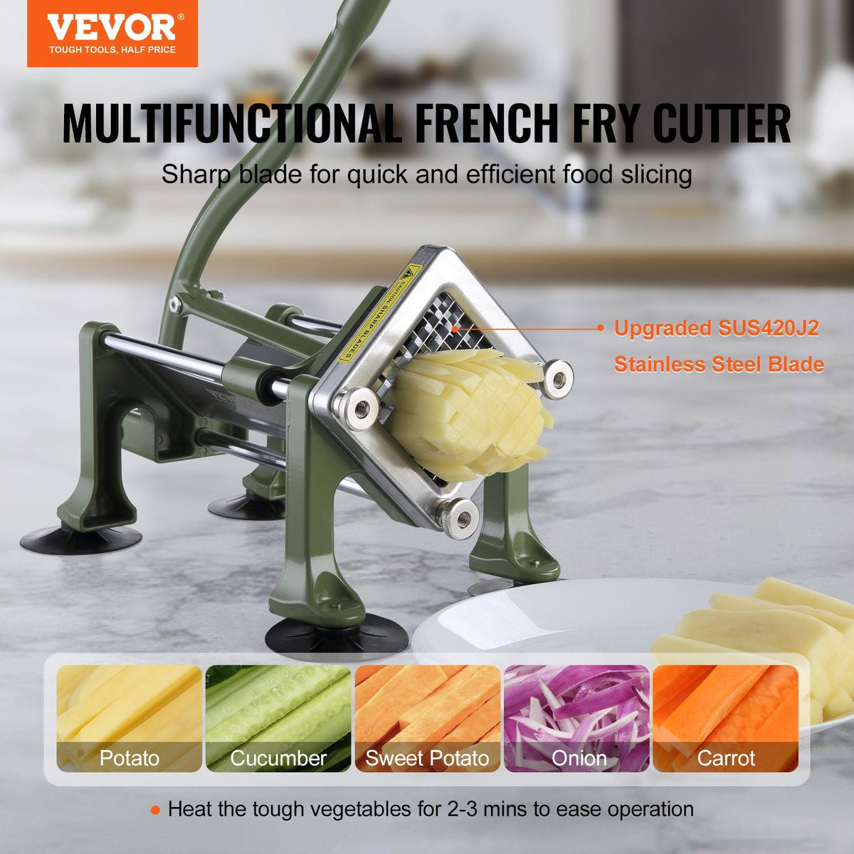 VEVOR French Fry Cutter, Potato Slicer with 1/2-Inch and 3/8-Inch by Lemon Thalassa
