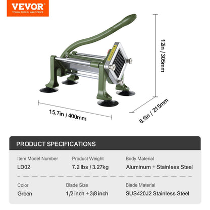 VEVOR French Fry Cutter, Potato Slicer with 1/2-Inch and 3/8-Inch by Lemon Thalassa