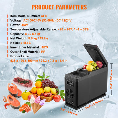 VEVOR Car Refrigerator, 12 Volt Car Armrest Refrigerator Fridge, 8 L by Lemon Thalassa