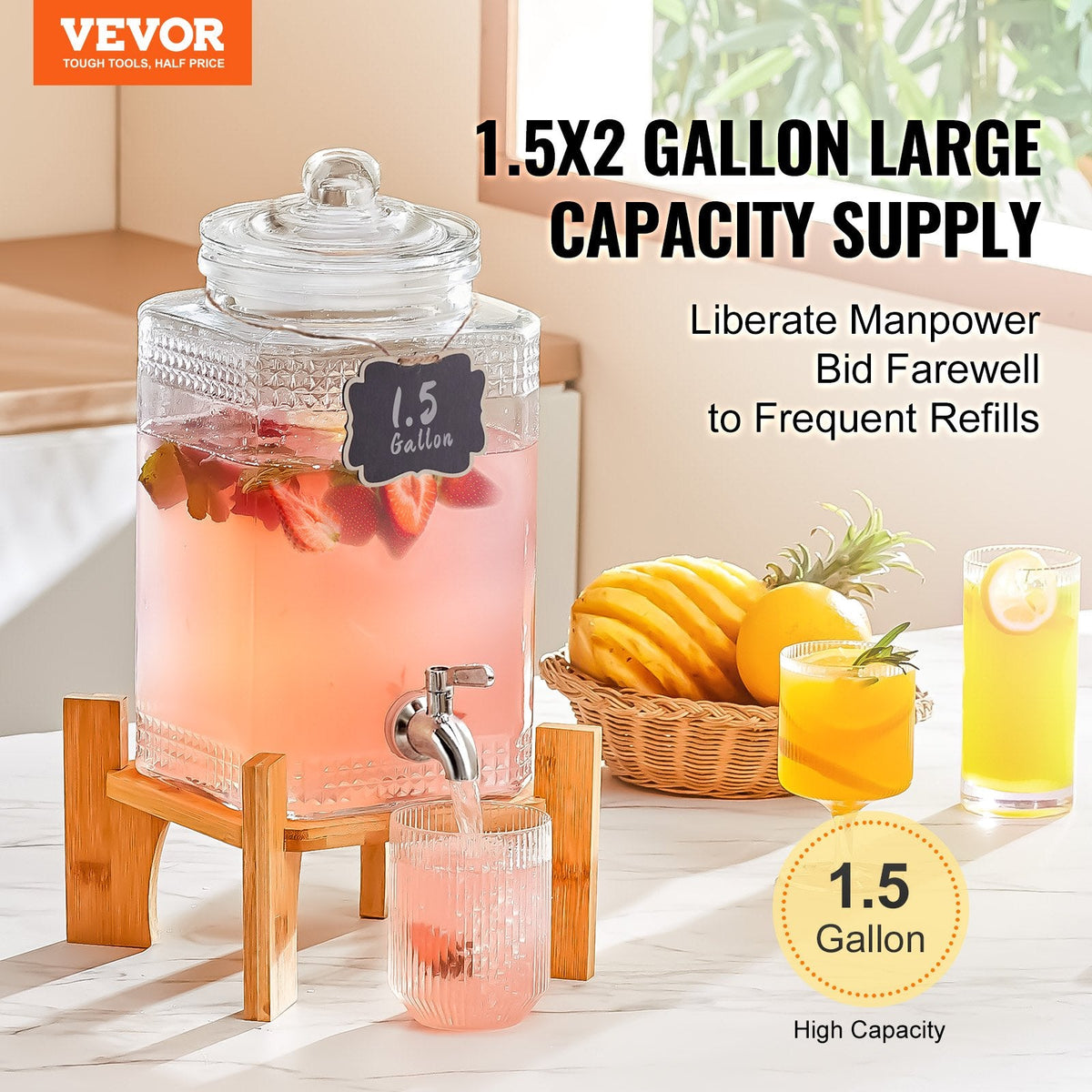 VEVOR Beverage Dispenser, 1.5 Gallon/5.5 L Drink Dispensers for by Lemon Thalassa
