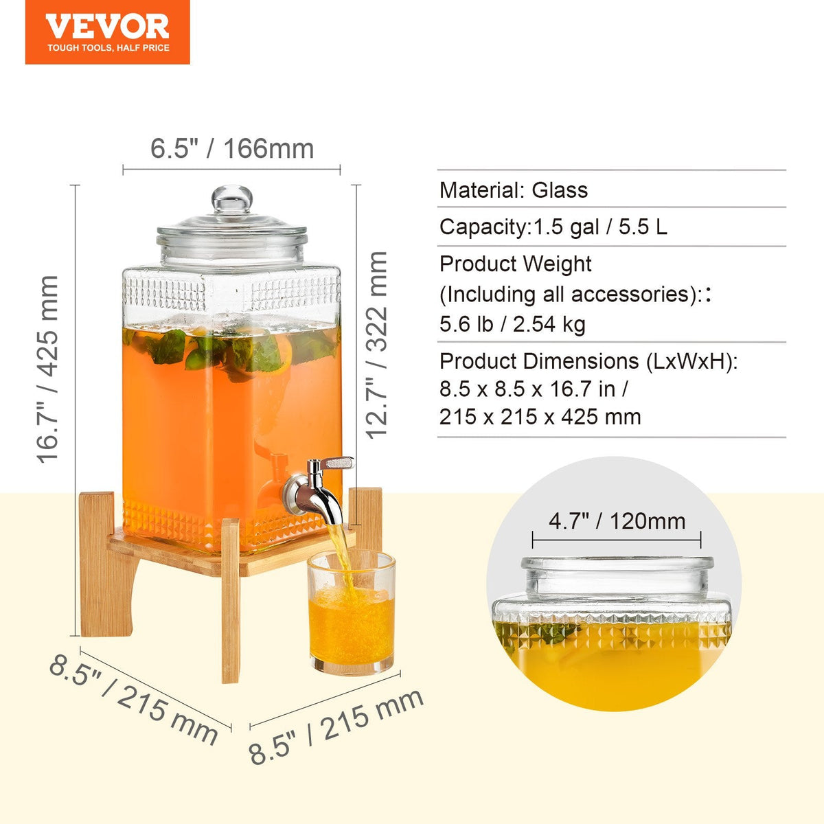 VEVOR Beverage Dispenser, 1.5 Gallon/5.5 L Drink Dispensers for by Lemon Thalassa