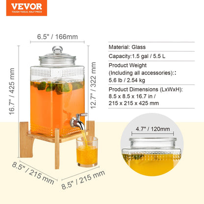 VEVOR Beverage Dispenser, 1.5 Gallon/5.5 L Drink Dispensers for by Lemon Thalassa