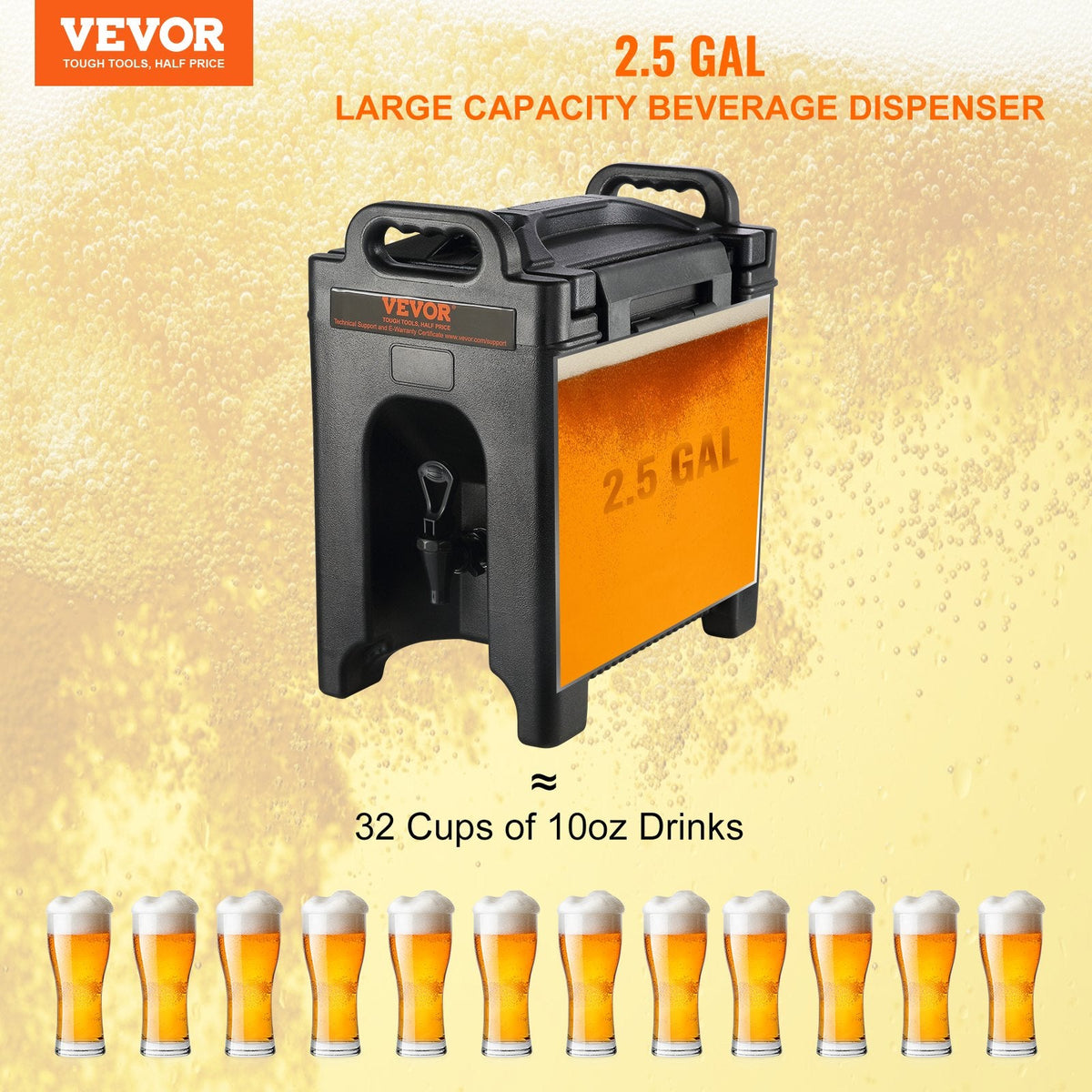 VEVOR Insulated Beverage Dispenser, 9.5 L, Food-grade LDPE Hot and by Lemon Thalassa