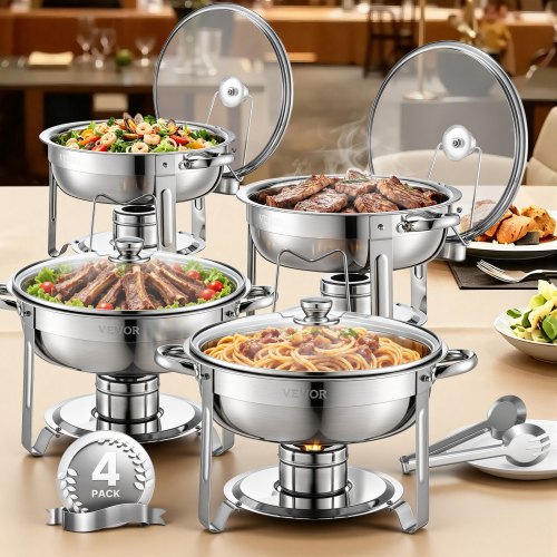 VEVOR Chafing Dish Buffet Set, 5 Qt 4 Pack, Stainless Steel Chafer by Lemon Thalassa