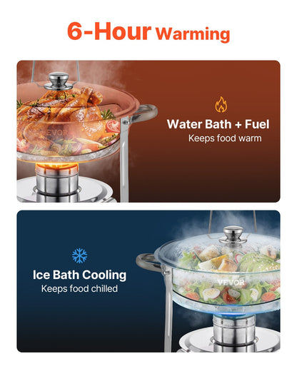 VEVOR Chafing Dish Buffet Set, 5 Qt 4 Pack, Stainless Steel Chafer by Lemon Thalassa