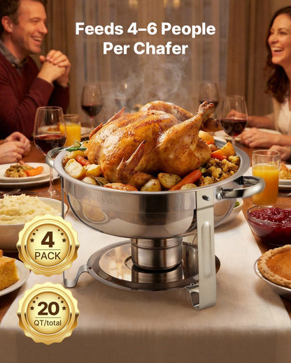 VEVOR Chafing Dish Buffet Set, 5 Qt 4 Pack, Stainless Steel Chafer by Lemon Thalassa